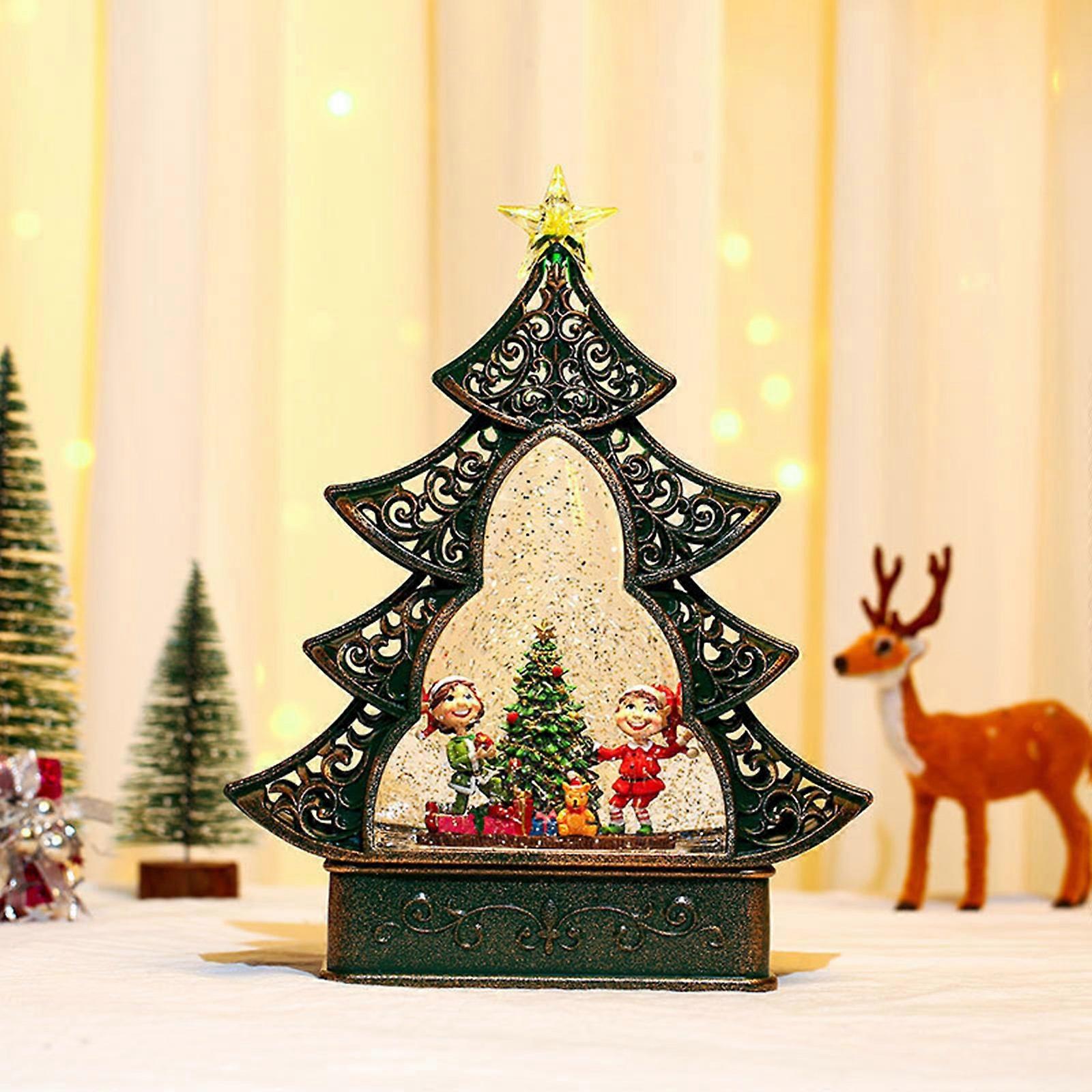 USB/Battery Operated Winter Snow Globes Light, 11.42inch Santa Snowman Elf  in Forest Scene with