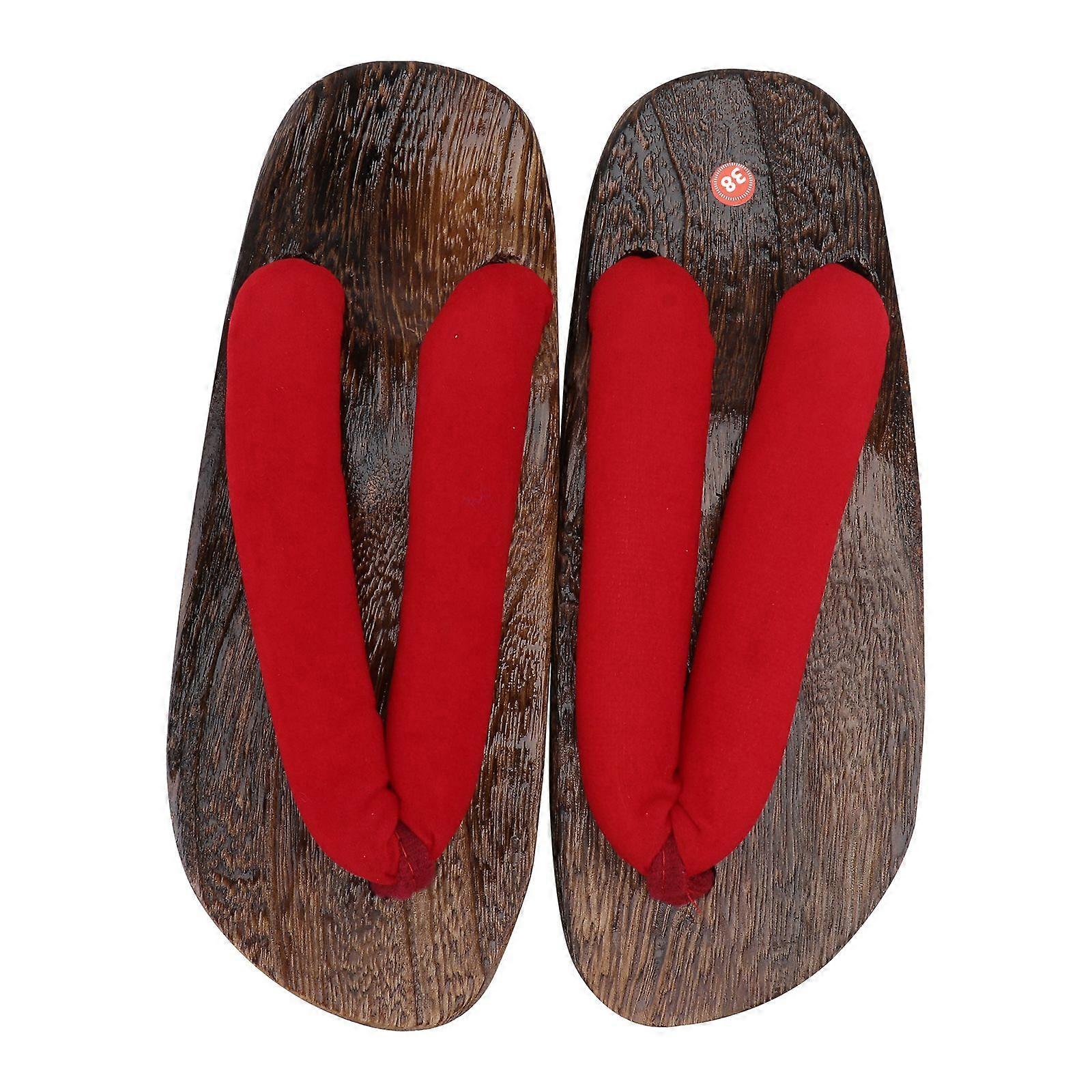 1 Pair of Creative Clog Sandal Stylish Wooden Clog Slippers Japanese Style Shoes