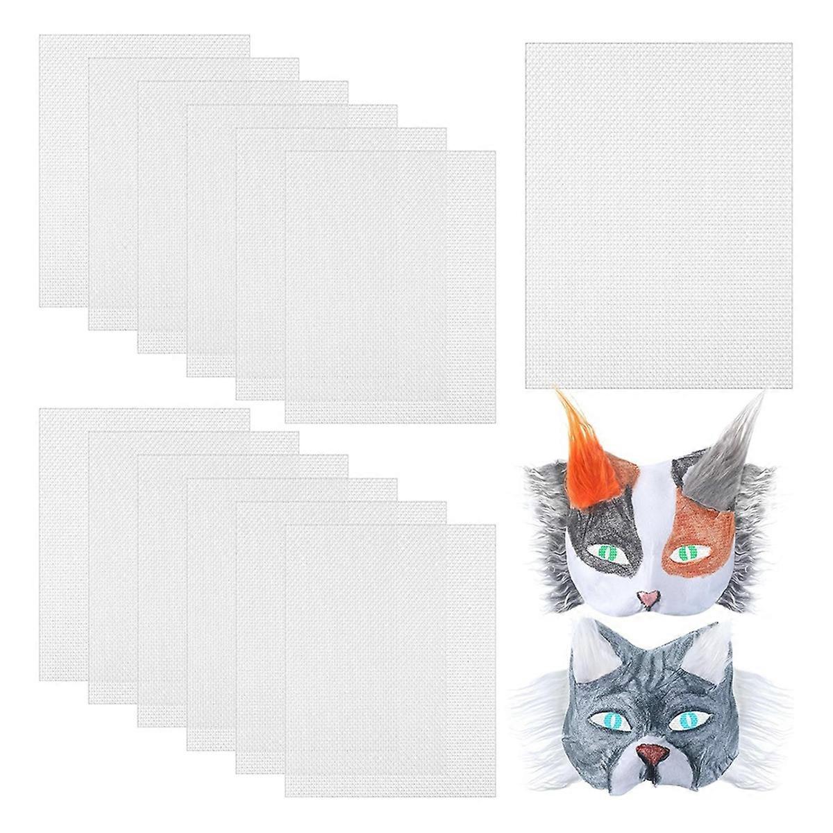 12 Pcs Eye Mesh DIY Mask Material Kit Plastic Eye Mesh Sheets for DIY Handicraft Make Dividers Mask Accessory Kit White