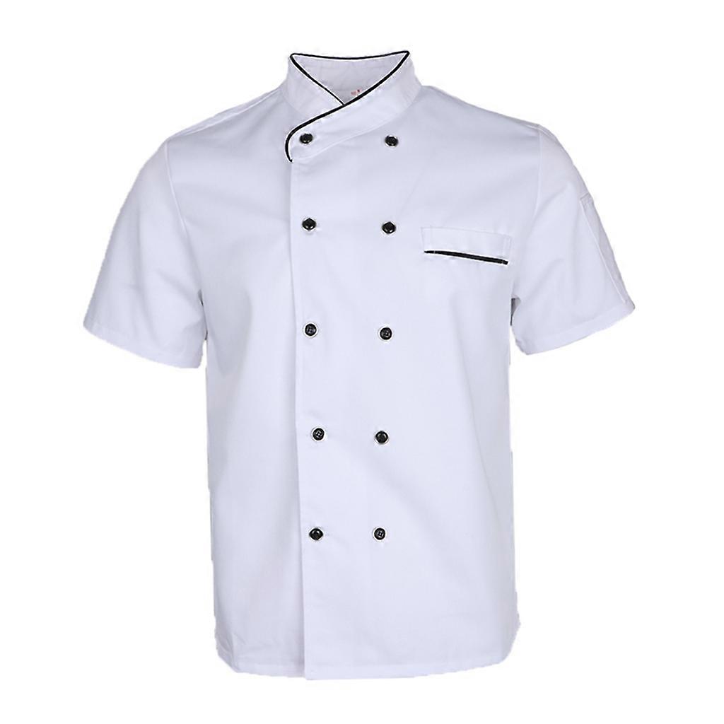 Durable Chef Jacket Coat Hotel Kitchen Thin Waiter Uniform Short Sleeve chef