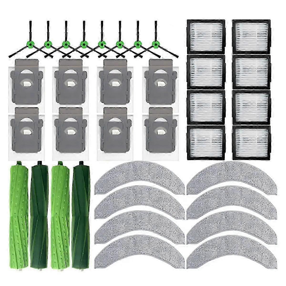iRobot Combo J7+/J9+ Replacement Parts: Main/Side Brushes, HEPA Filter, Mop Cloth, Dust Bin