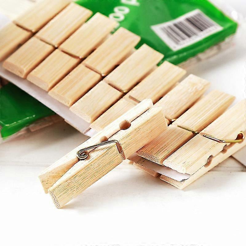 6*1.2cm 10 sets Bamboo clips Home clothes clips Multi-function single laundry quilt sock clothes clips windproof