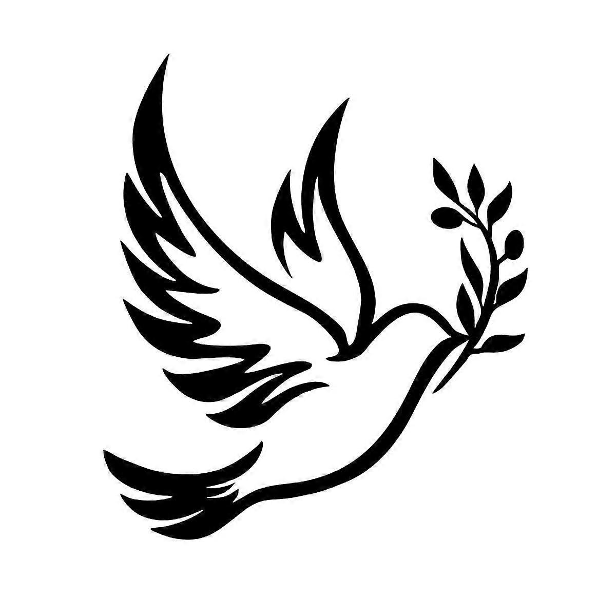 Dove of Peace Olive Branch Metal Wall Art - Olive Branches Peace Black Outline White Dove Metal Wal