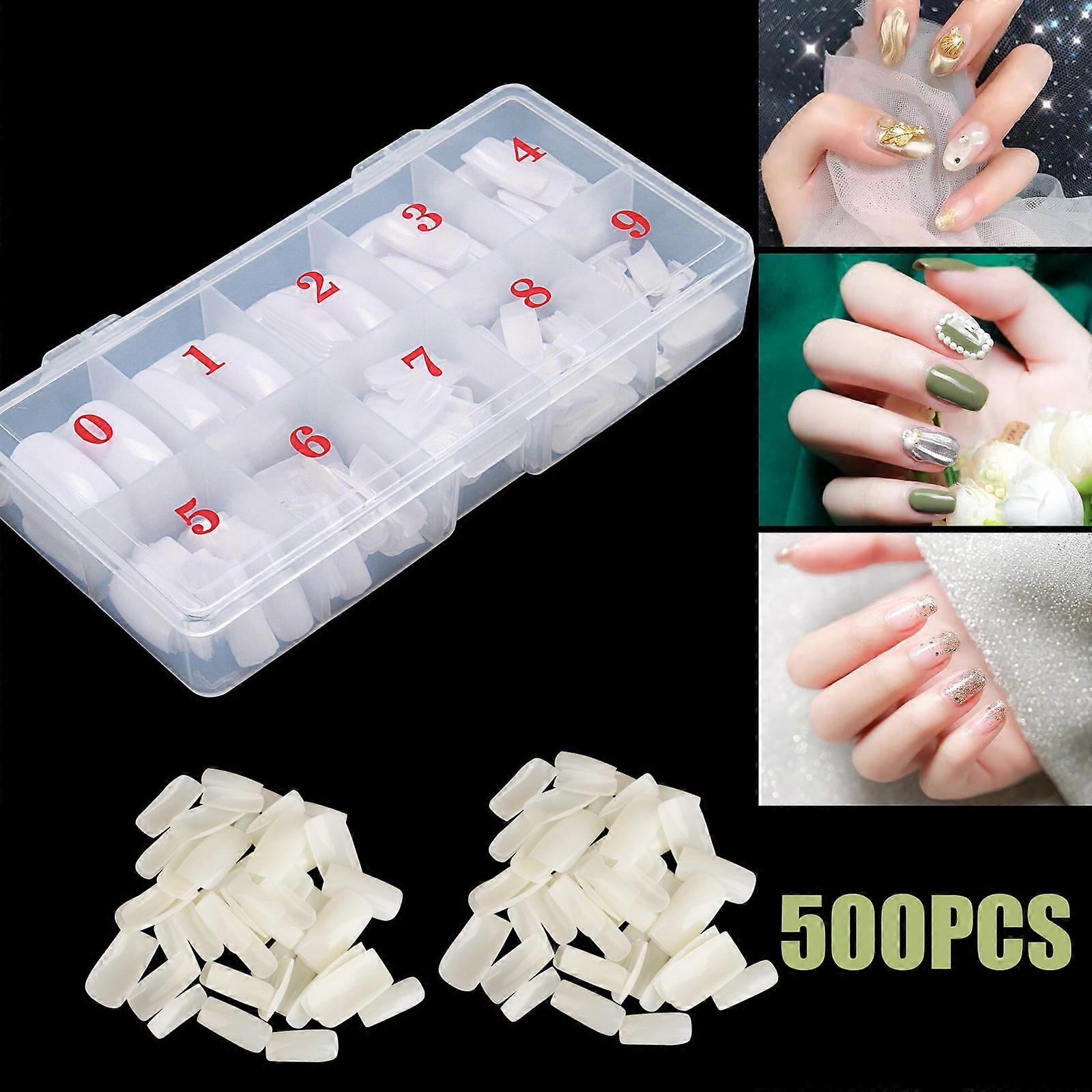 Professional Nail Tips, Acrylic Nail Tips With Half Cover Design For French Style Artificial False Nails, Easy To Trim And File Into Any Shape Or