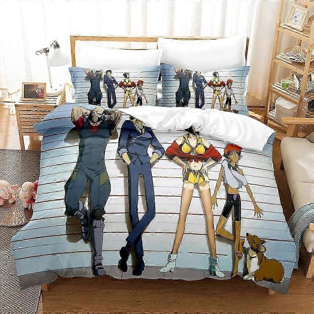 o1090 Lakan Mode ed Game Cowboy Bebop Sängkläder Set tredelat set Vuxen Barn Sovrum Påslakan Set Hemtextilier Lakan fVV1090