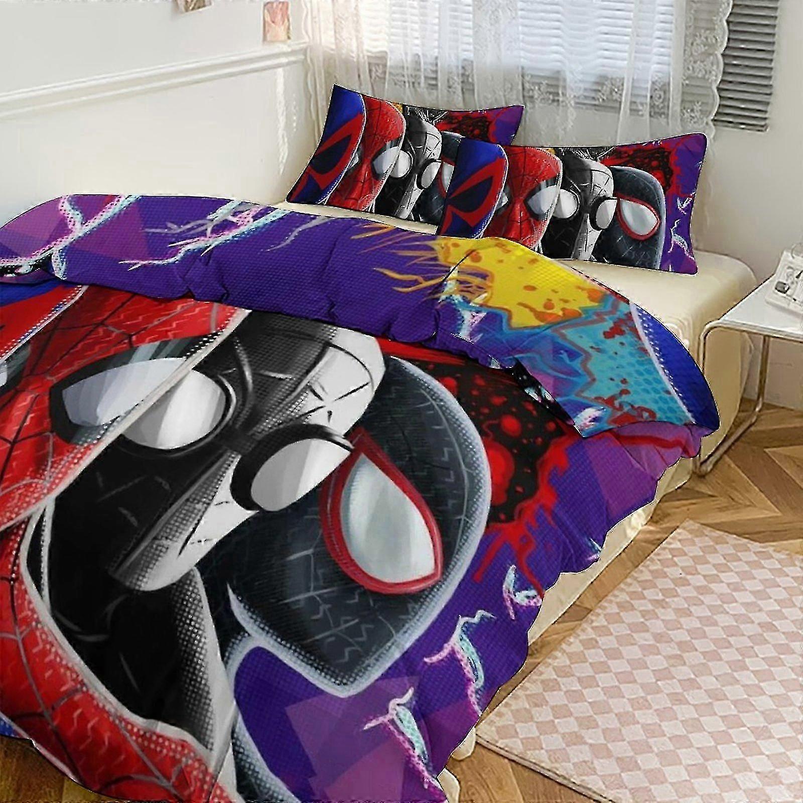 o2153 Lakan Spidean Print Sängkläder Set Mönster Påslakan Cove Set3 stycken Påslakan och örngott för kvinnor Män Tonåringar (1 påslakan och 2 piller