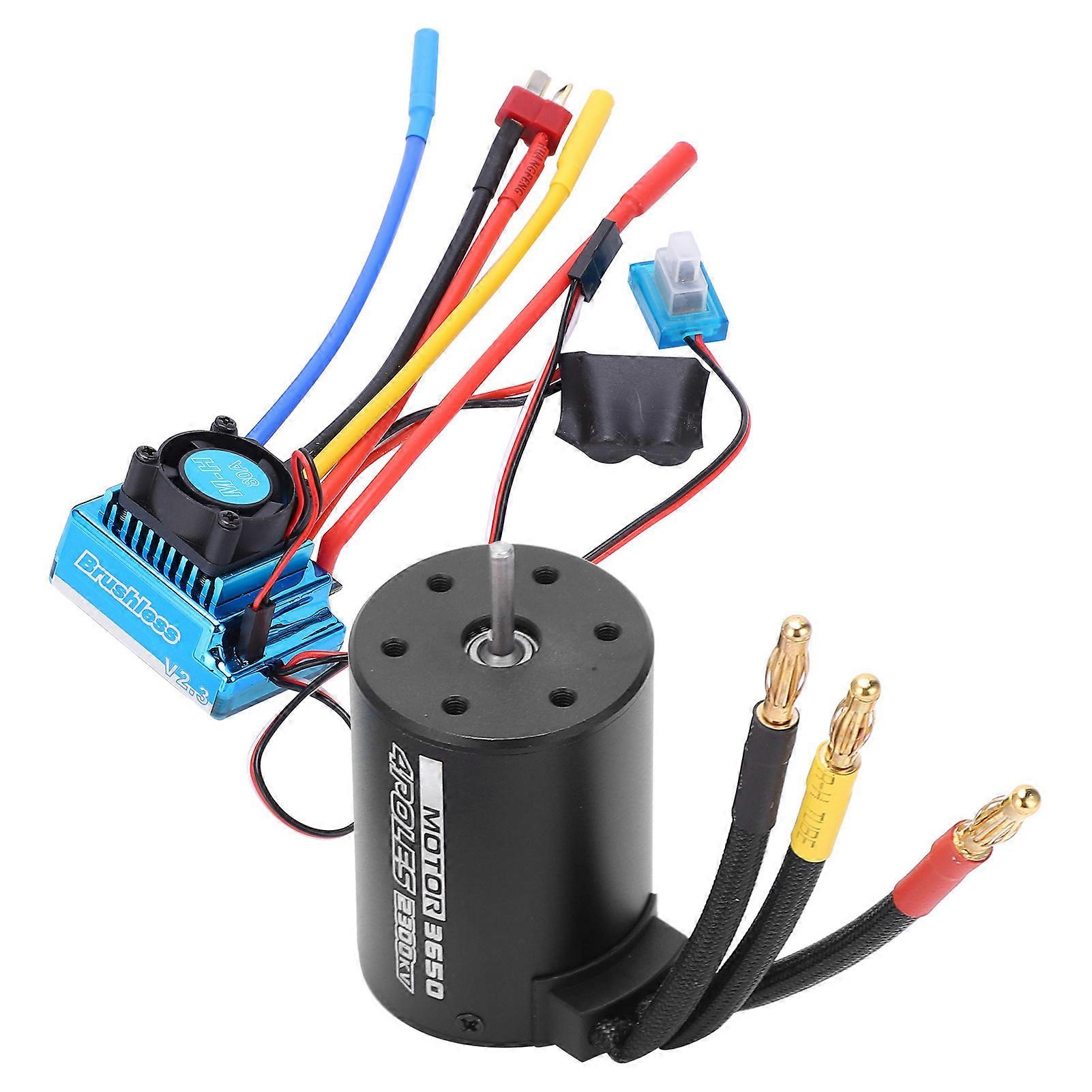 RC 3650 2300KV Waterproof 4 Poles Brushless Motor with 80A ESC Combo Set for 1/10 RC Car