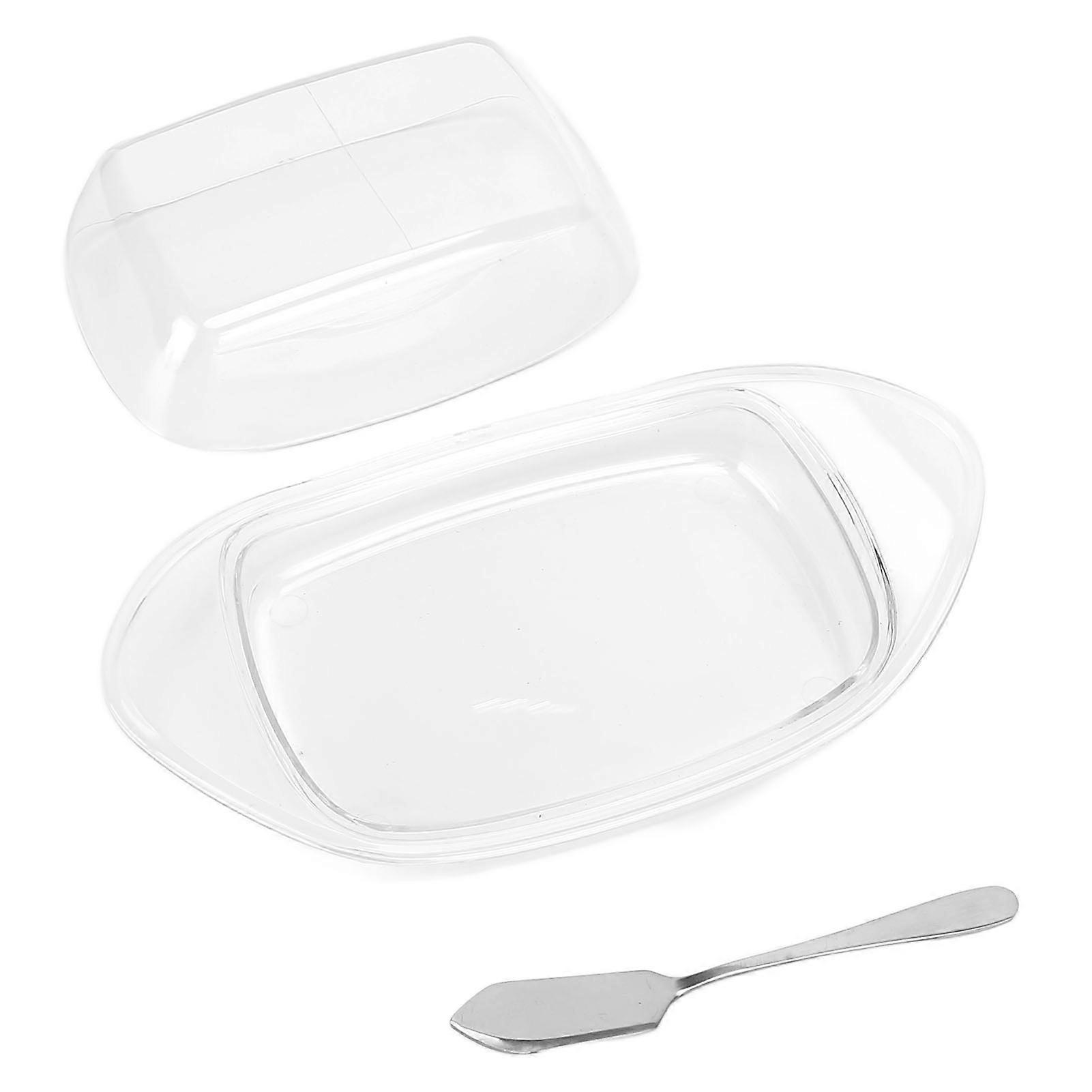 ShipShaped Butter Box with Cutting Knife and Lid Food Grade Chesse Container for Kitchen(Transparent )