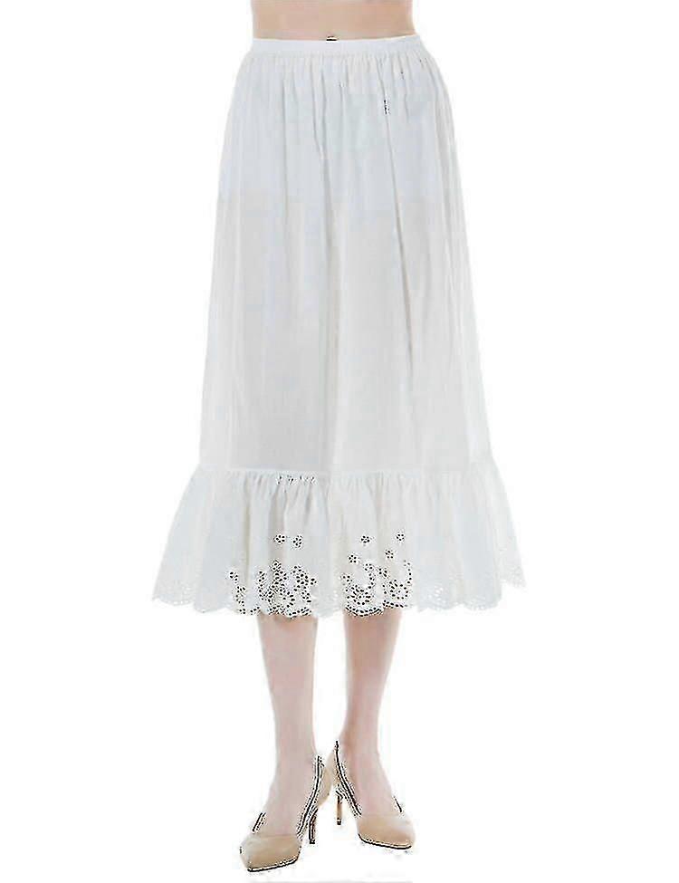 Women Half Slip Underskirt 100% Cotton Skirt Extender With Lace Embroidery A-line Petticoat Underdre