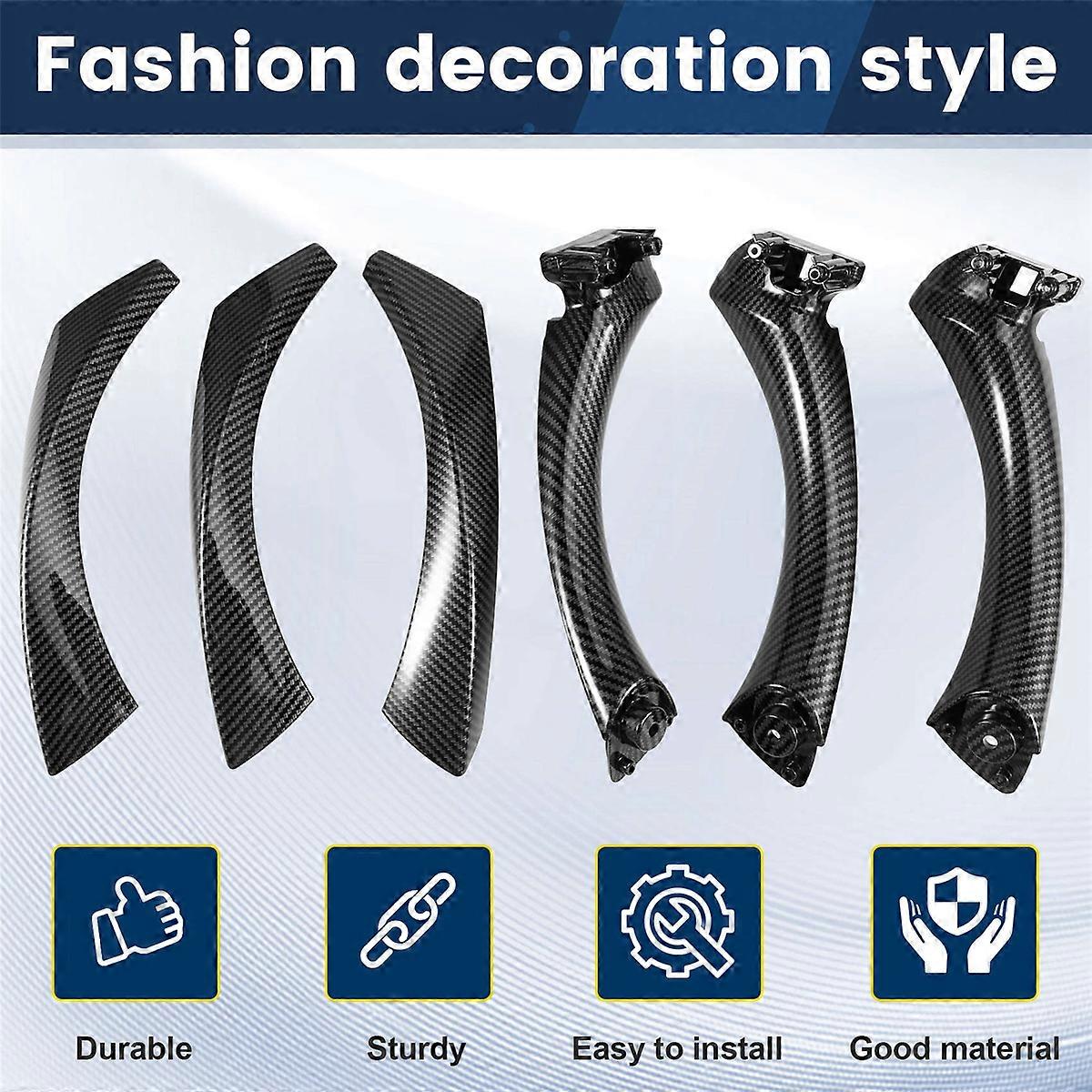 Door Pull Handle Set Replacement for LHD Carbon Fiber Pattern