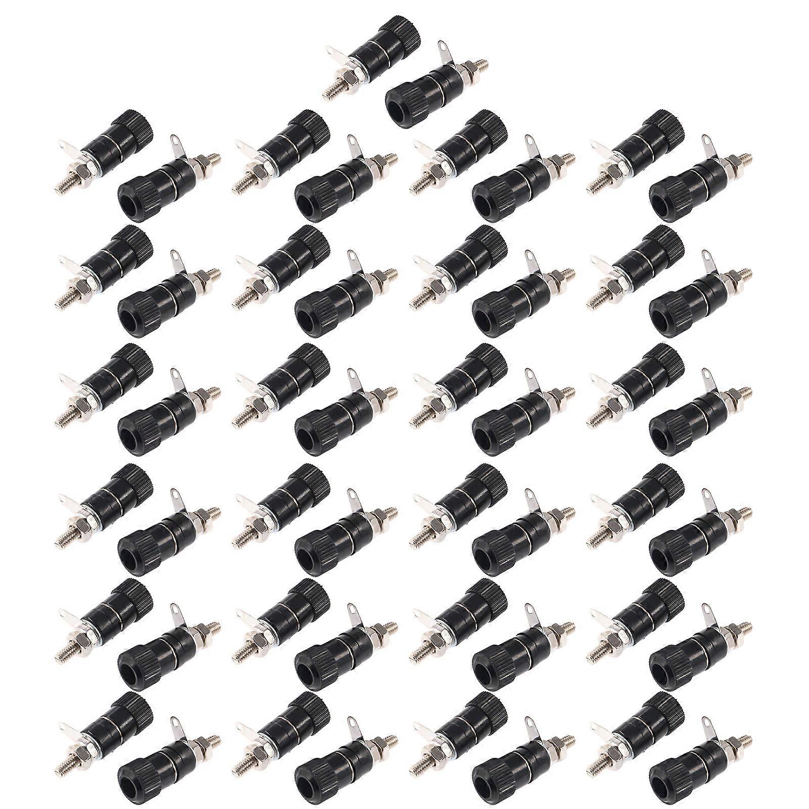 50Pcs 4mm Banana Plugs Socket Connectors Amplifier Speakers Binding Posts Terminals Electrical Connectors Terminals Enduring  Black