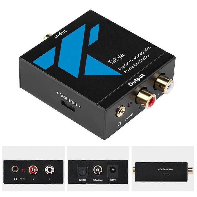 Digital-to-Analog Converter Adapter Optical to RCA for Apple Google HDTVs Adjustable Volume Stereo Jack 3.5mm Metal