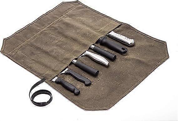 Knife Roll Waxed Canvas Knife Roll Case For Chef's Knives, Travel Tool Roll Pouch, Brush Roll Bag
