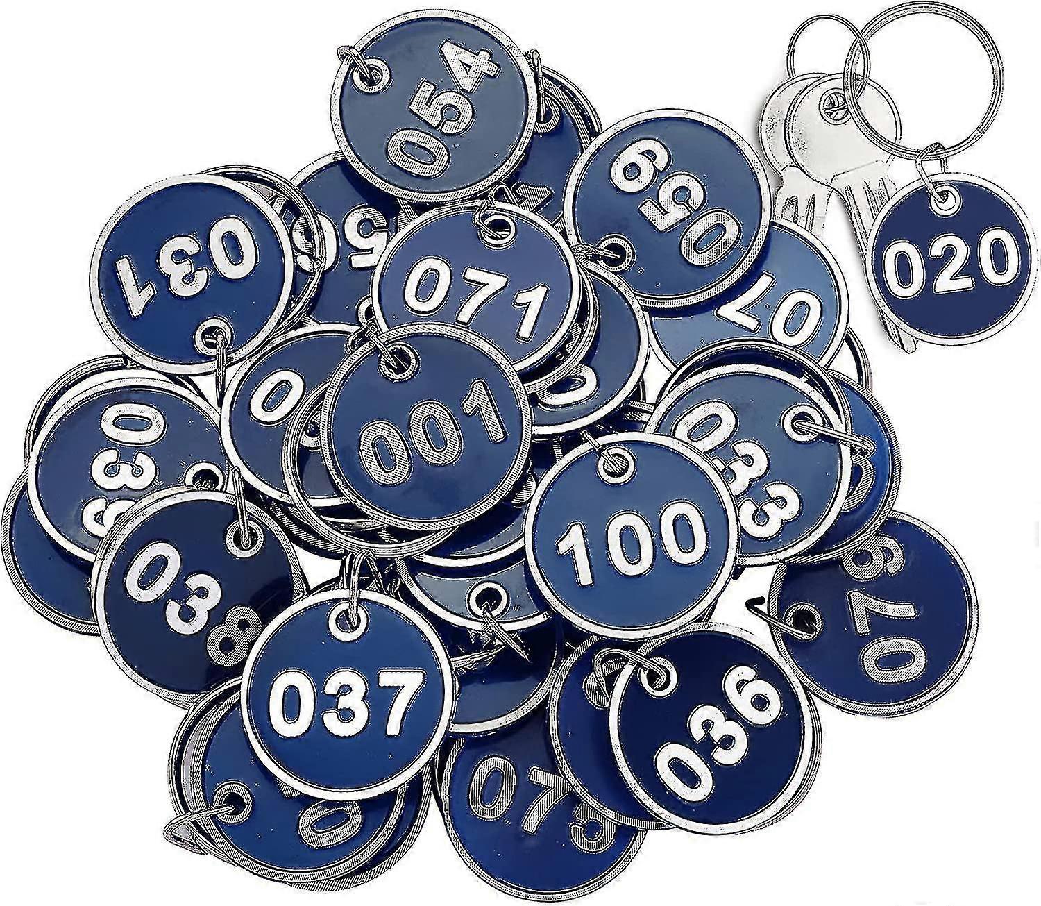 100 Pcs Anjetan Identification Tags Round Metal Numbered Labels with Stamping from 001 to 100 for Organizing