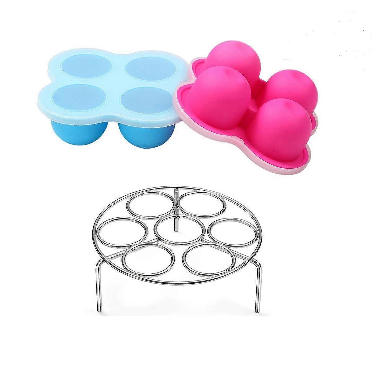 Silicone Egg Bites Mold for Instant Pot 3 Qt, Fits 3/5/6/8 Qt Pressure Cooker, Includes Stainless Steel Egg Steamer Rack
