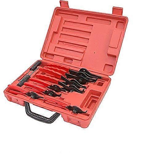 10pc Snap Ring Plier Set Chrome Vanadium Steel Assorted Sizes Internal External With Ergonomic Handles