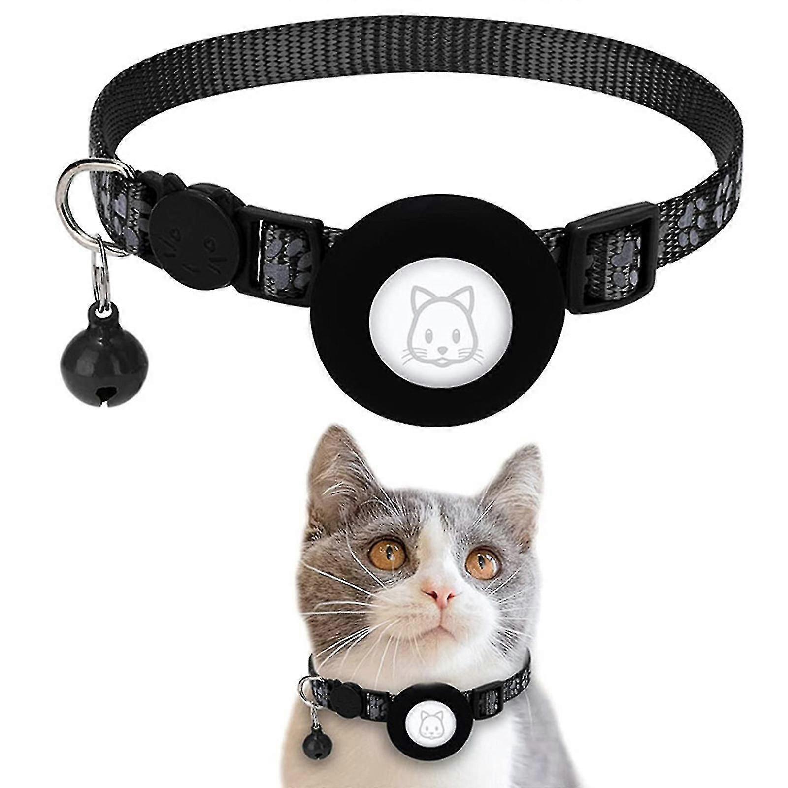 反射型エアタグ猫の襟のブレークアウェイGPSホルダー、猫の子猫の子犬のための安全バックルとベル