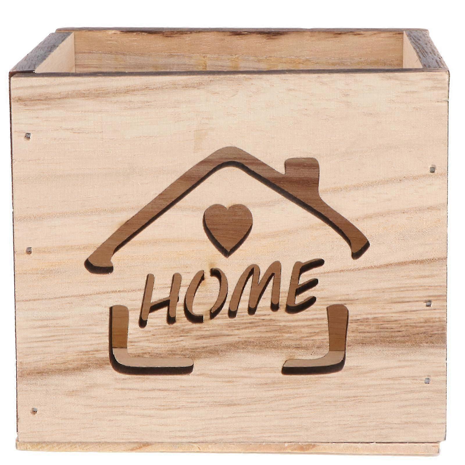 1pcウッドフラワーポット木製ガーデンホームデコレーションスクエア植木鉢