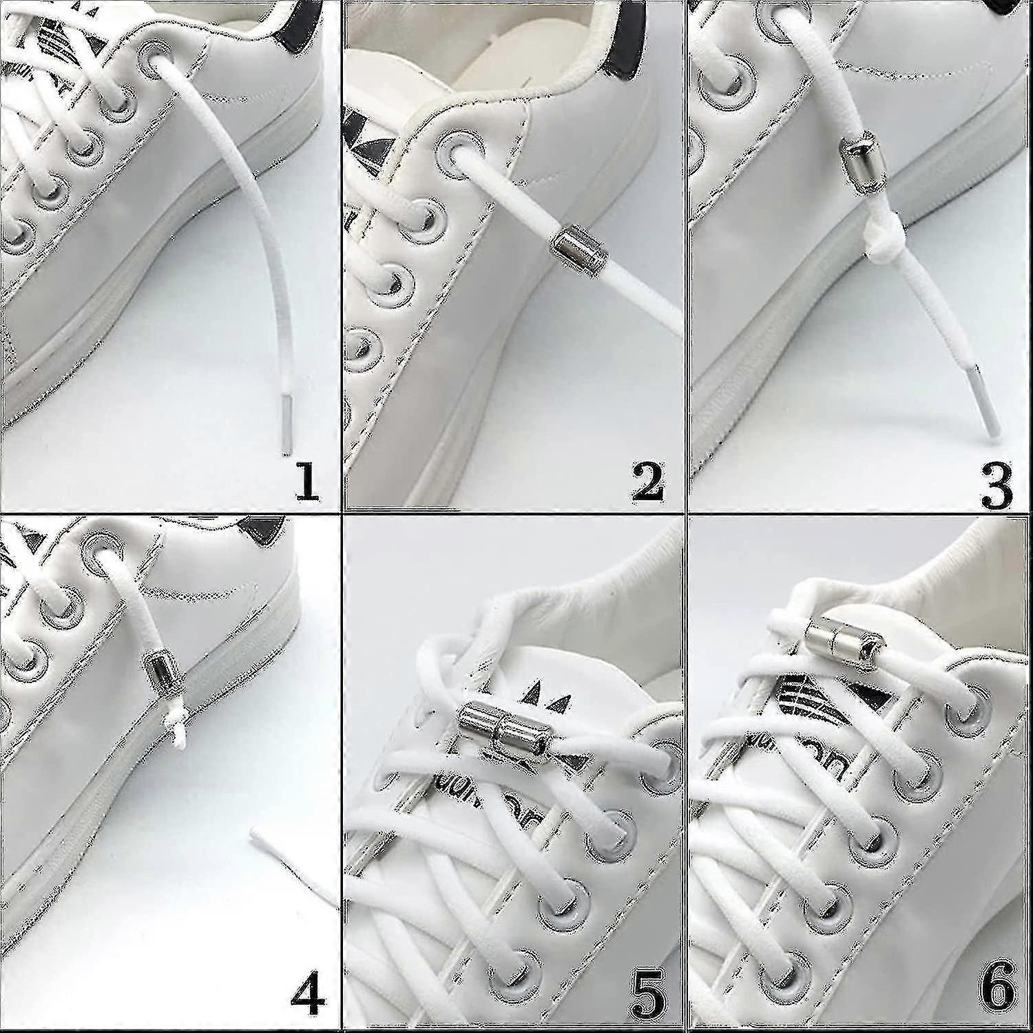 3 أزواج حزمة مرنة عقدة أربطة الأحذية مع مشبك معدني غير مقيد شول