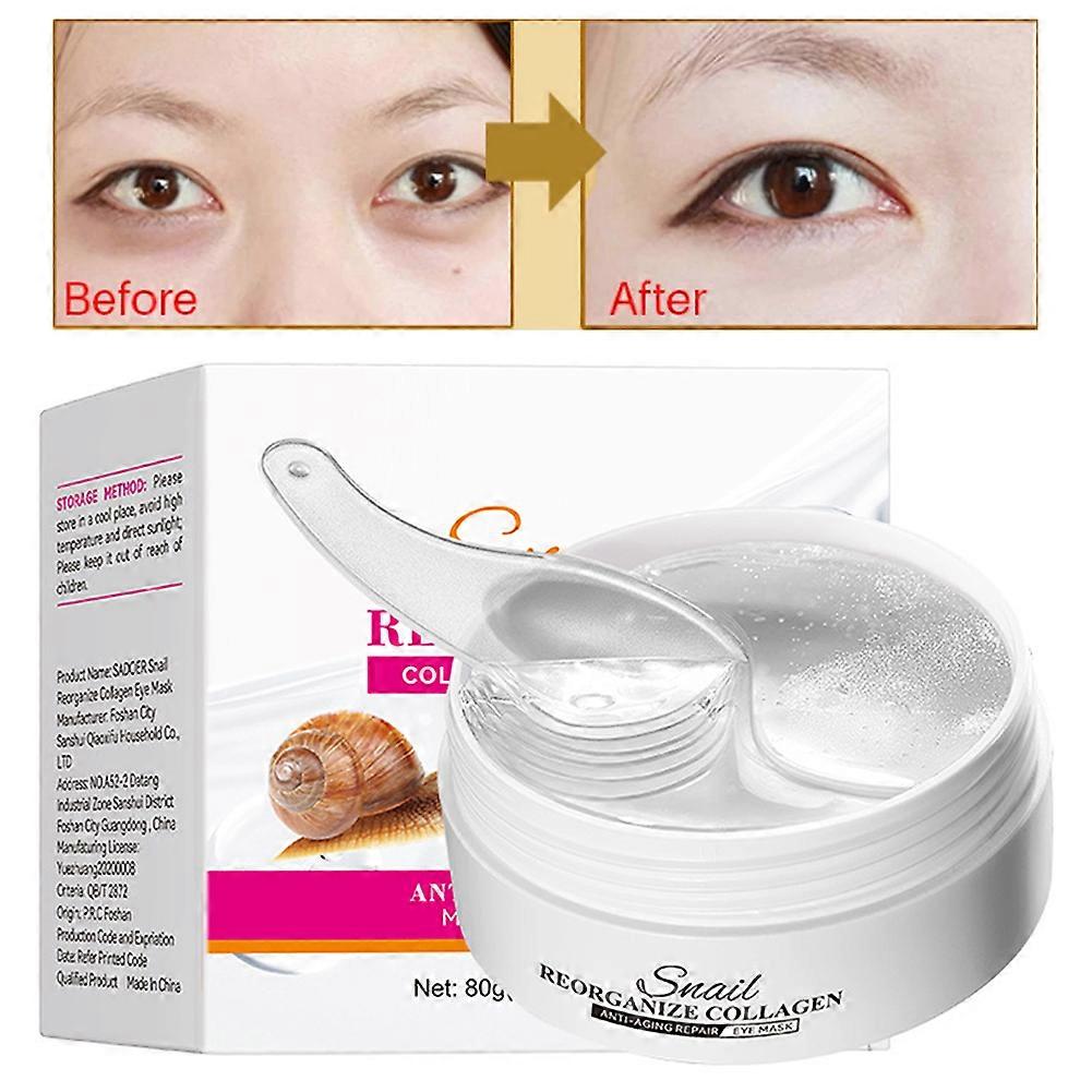 80g Snail-Reorganize Collagen Eyes Mask Collagen-Snail Eyes Patch Remove Bags Dark Circles Under Eye Pads