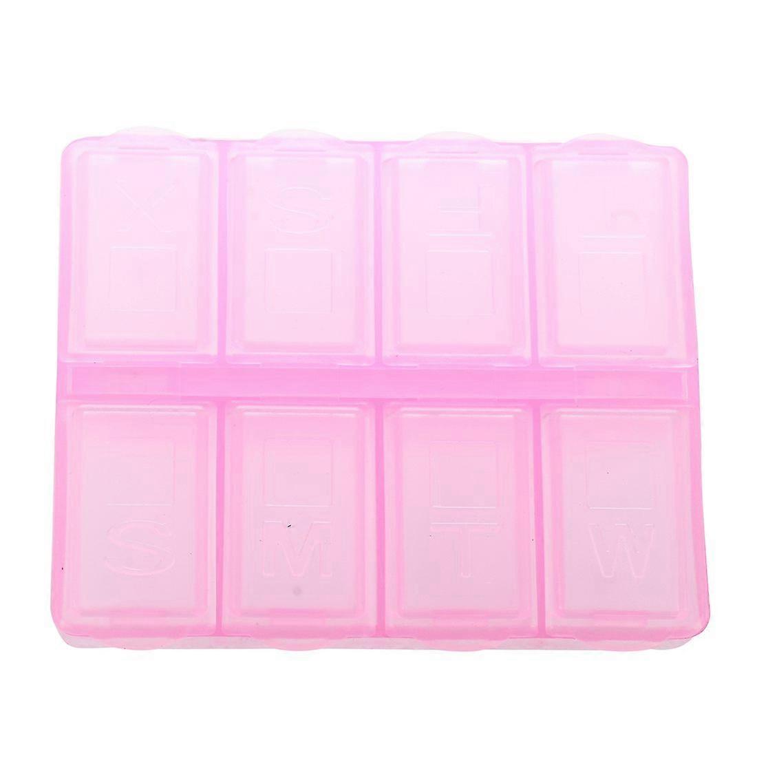 Plastic 8 Compartments Medicine Pill Box Pink