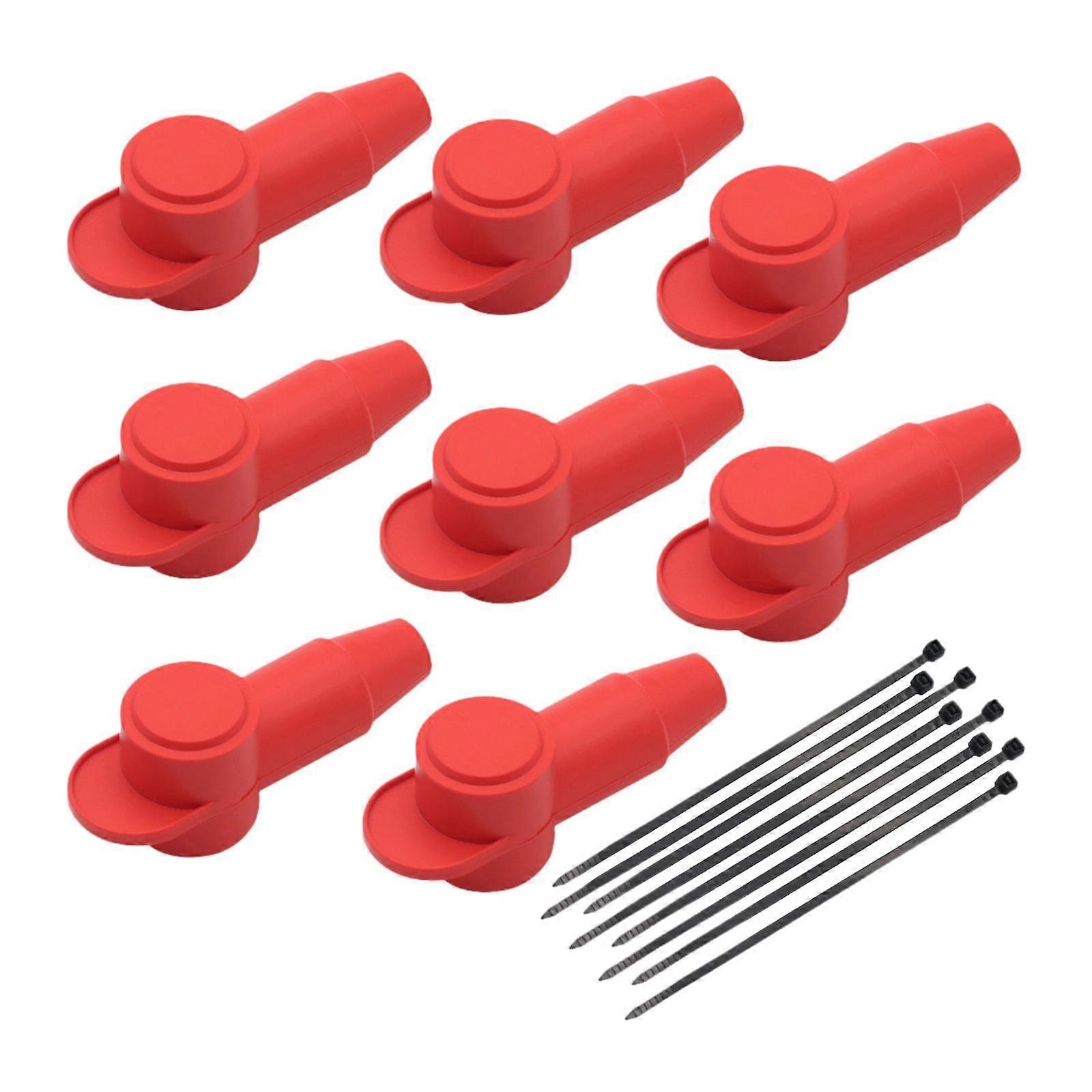 8x Generic Silicone Terminal Covers with Cable Ties Accessories Alternator Stud