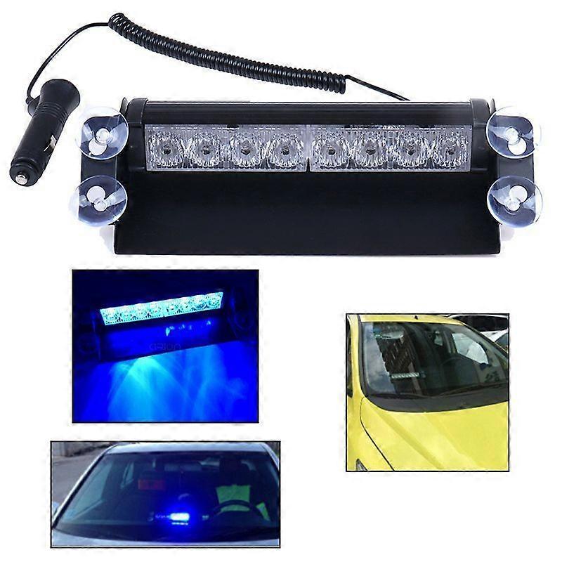 8 Led Blue Emergency Police Car Truck Dashboard Warning Flash Strobe Light