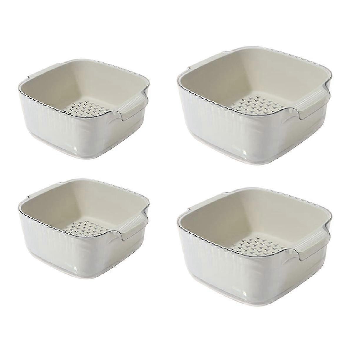 2-Pack Double-Layer Fruit Vegetable Washing Basket, Drain Basin