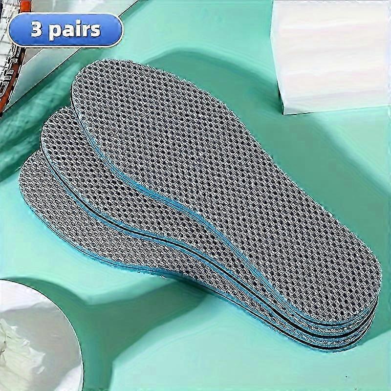 3 Pairs of Premium Memory Foam Insoles - Breathable, Shock-Absorbing, Deodorizing, Soft, and Comfortable Arch Support for Women and Men - Ideal for Ev
