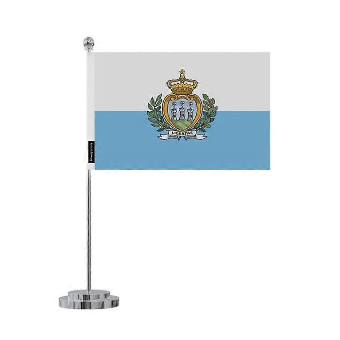 Flag desk of San Marino – 14 x 21 cm – Polyester – Stainless Steel Base