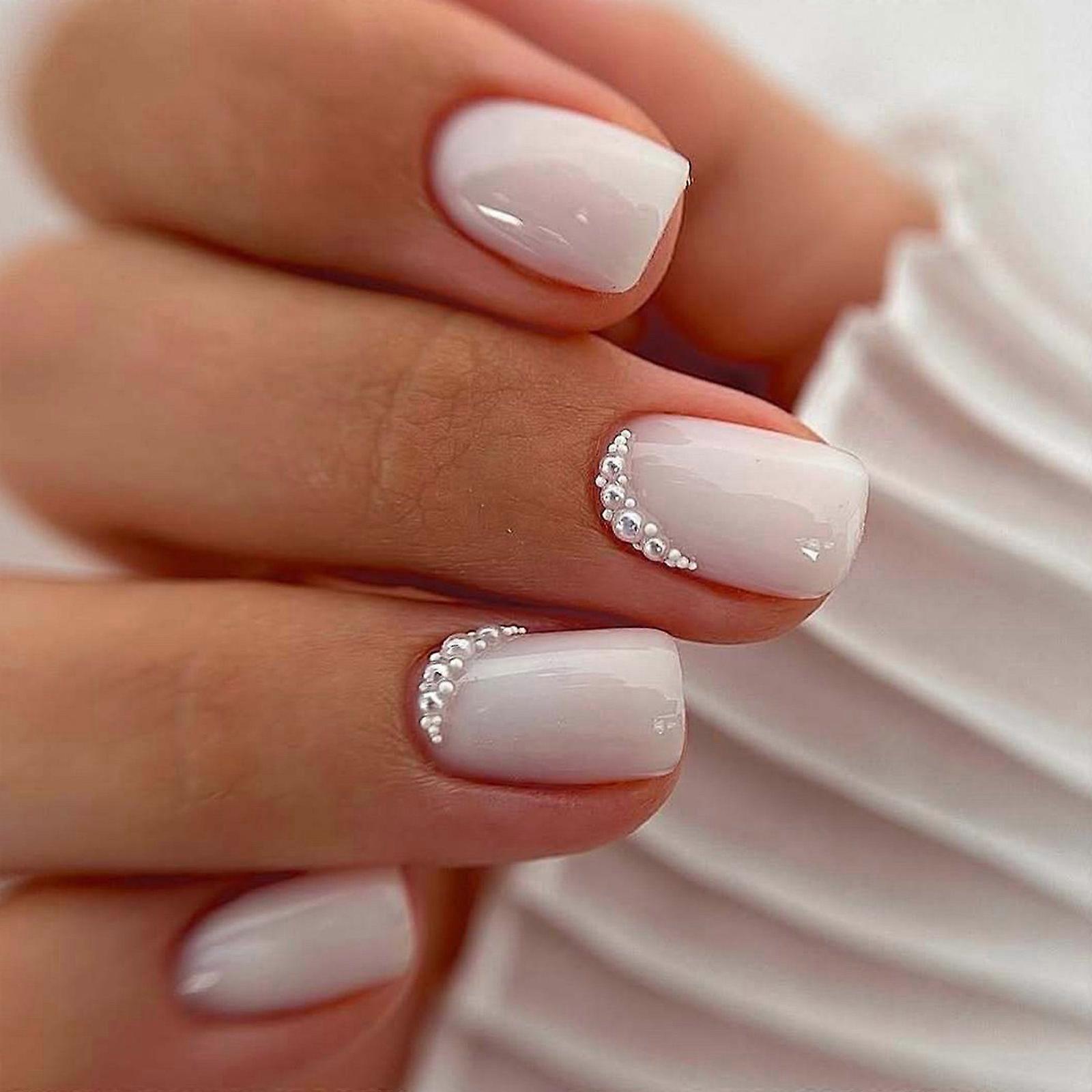 24Pcs Short Square Press On Nail Comfortable Stick on Nail Full Coverage Glossy Acrylic False Nail For Any Occasion
