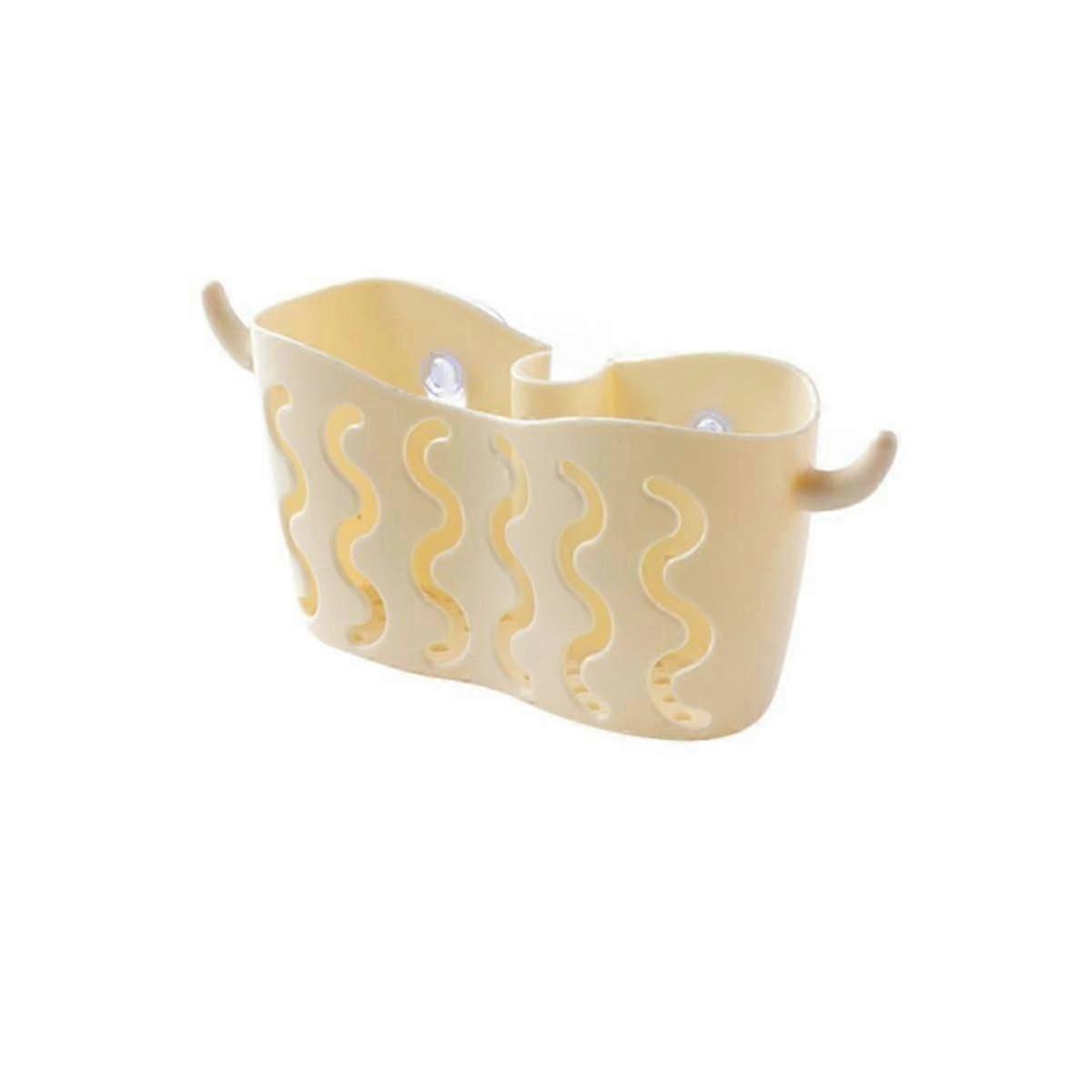 Plastic Storage Drain Holder Rack for Sponge Cleaning Brush Spoon(Beige)