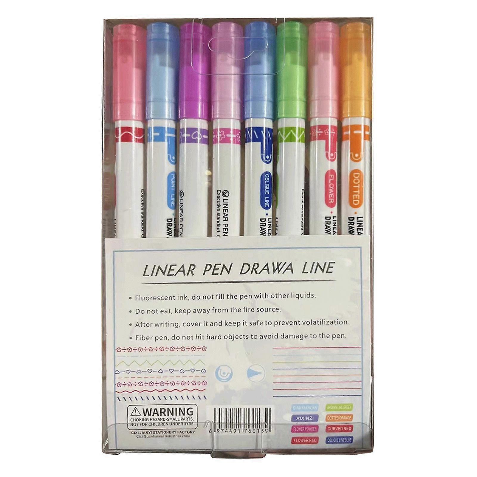 6/8 Color Colorful Curve Pens Roller Pen Tip Dual-tip Colored Marker Pens for DIY Scrapbooking Calendar Planner Abum