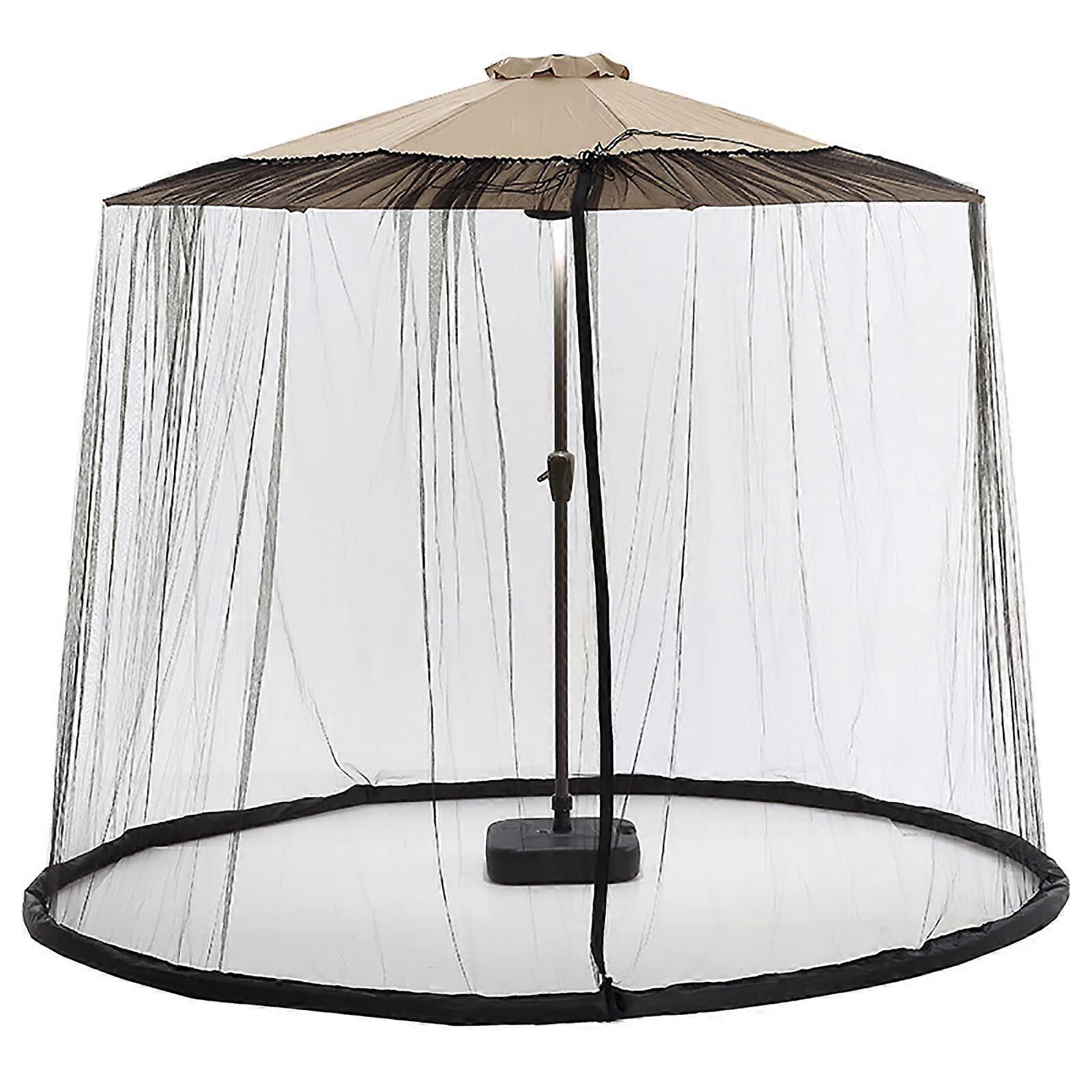 Adjustable Mosquito Net For 240-380 cm Parasols/Gazebo, Polyester Net With Zip Door, Fillable Base, Height 2.4 m, Black