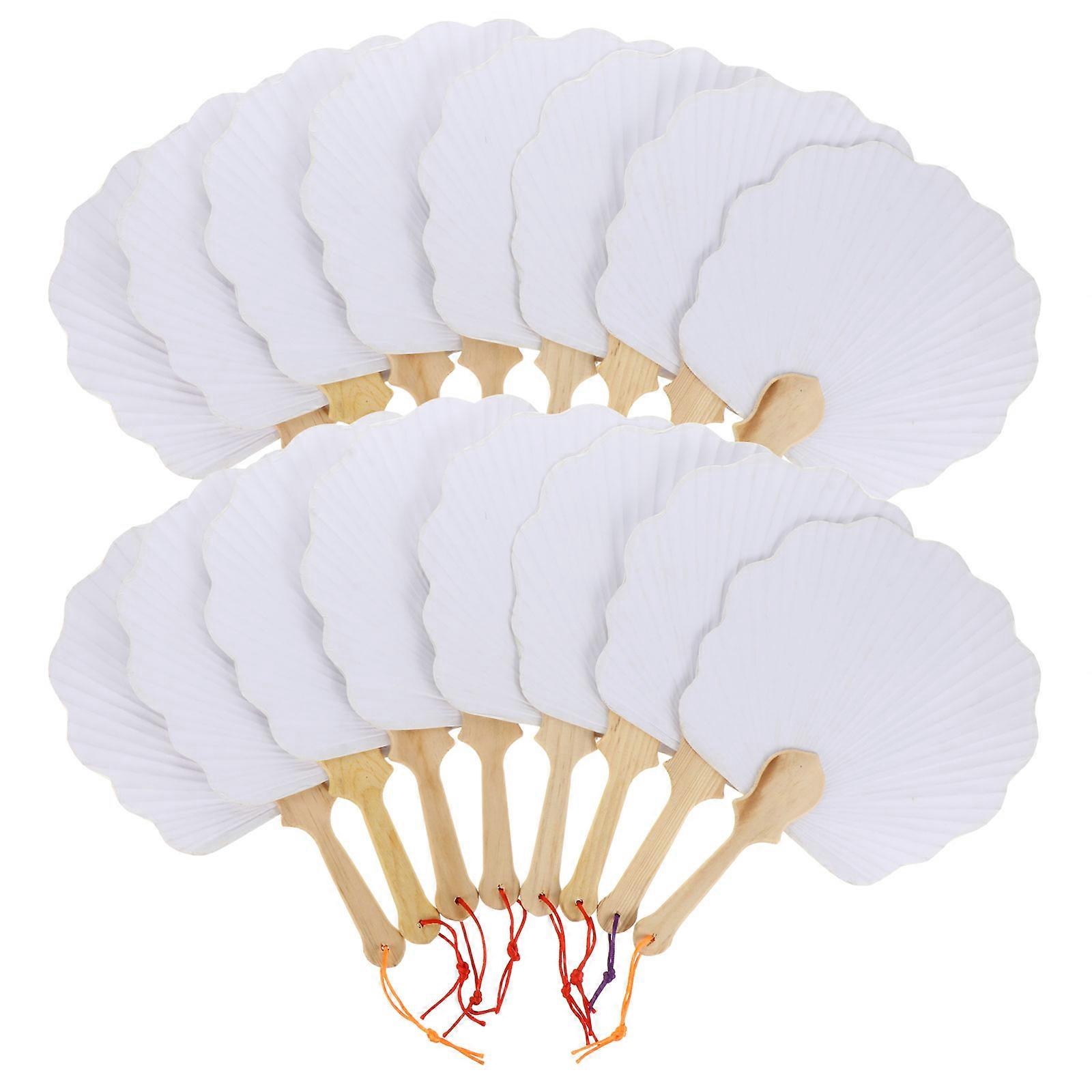 16pcs DIY Painting Fan Blank Hand Fan Drawing Toy Educational Plaything for Kids Art Craft Project