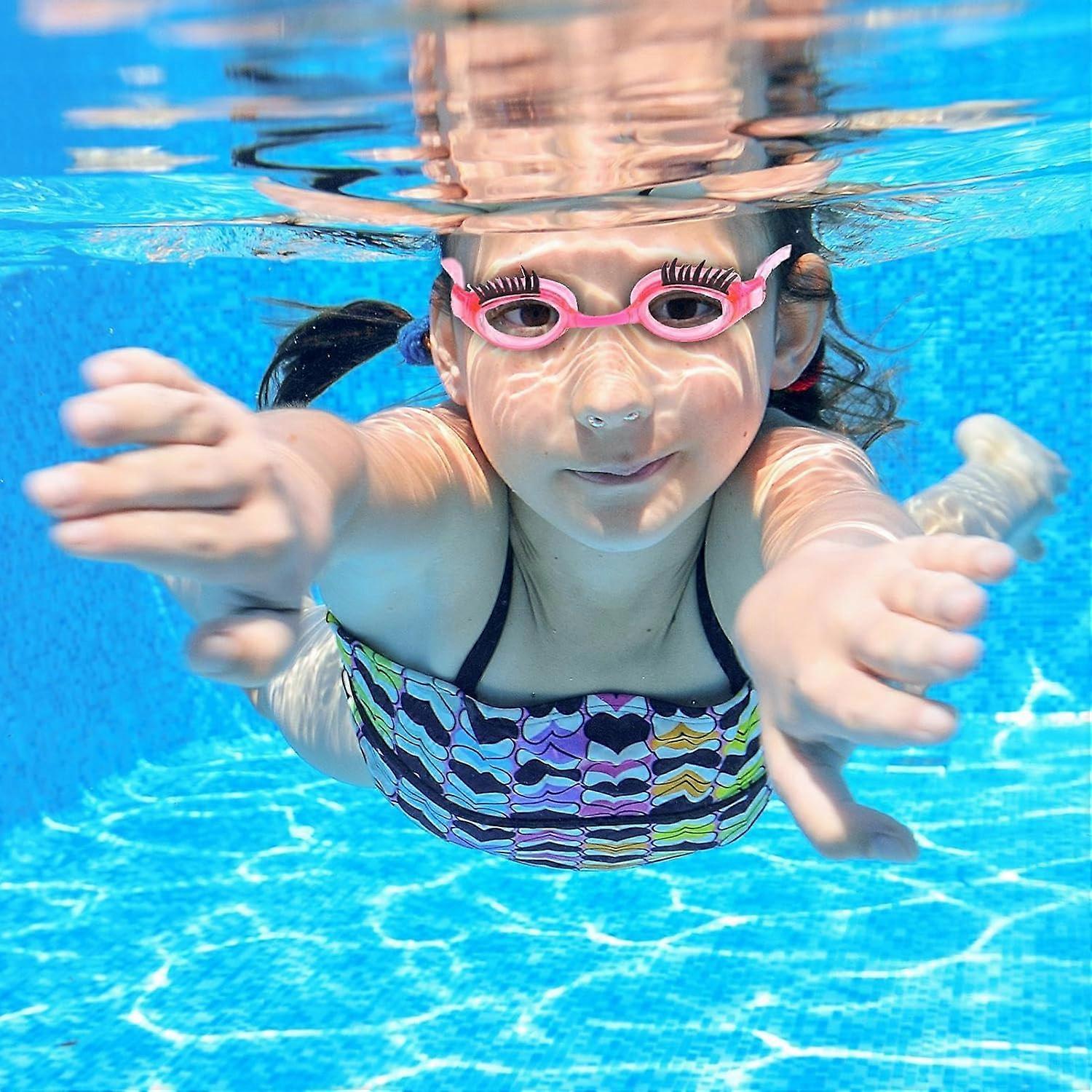 Swim Goggles for Girls - Adjustable Waterproof Lenses, Anti-Fog UV Protection, Non-Slip Design, 14 x 3 x 5 cm, Pink