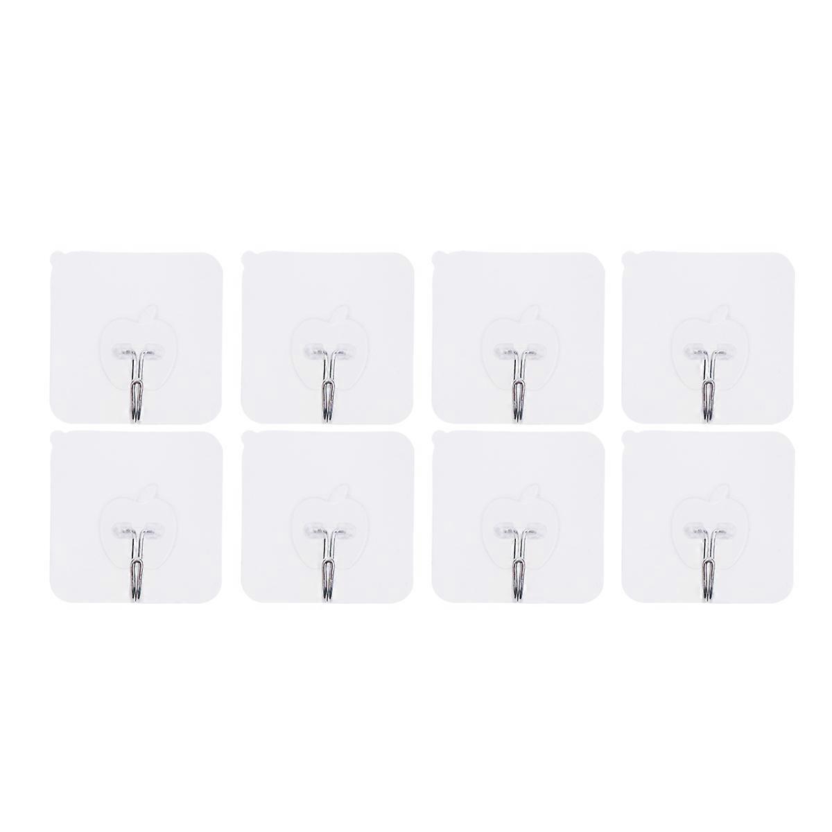 Self-Adhesive Small Wall Hooks Clear Hooks for Home Kitchen Bathroom Long-Term Use 6x6cm 20Pcs