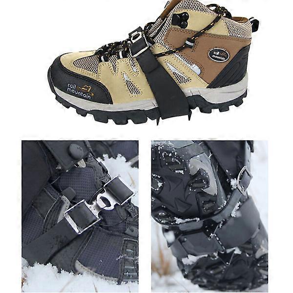 Snow Anti-Skid Elastic 4 Claws Shoes Covers with Hook Clasp for Outdoor Enthusiasts Black 1Pcs