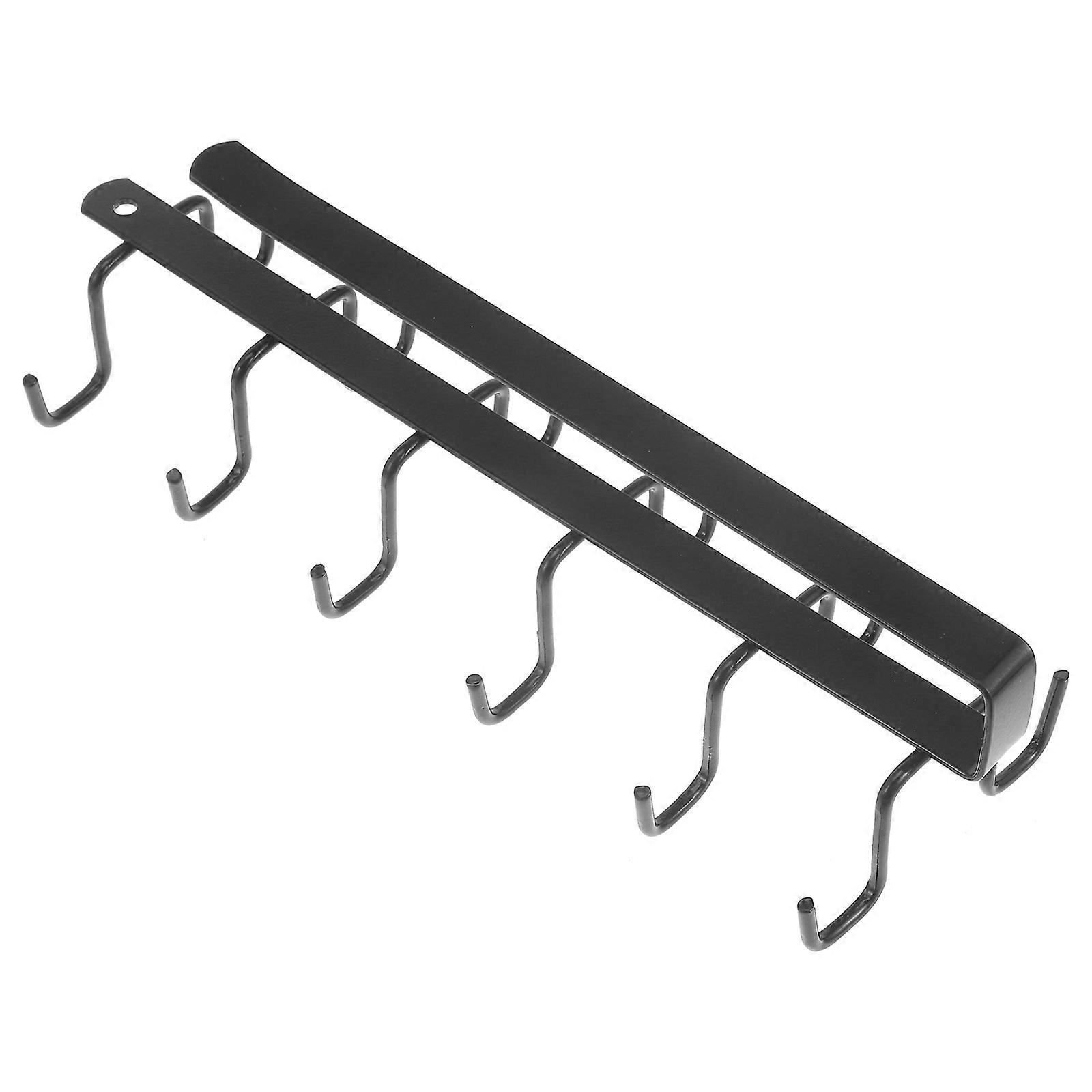 Home Storage Mug Hooks Drilling Free Hanging Hook Rack Kitchen Utensils Black 25.50X8.00X7.00CM Space-Saving 1Piece