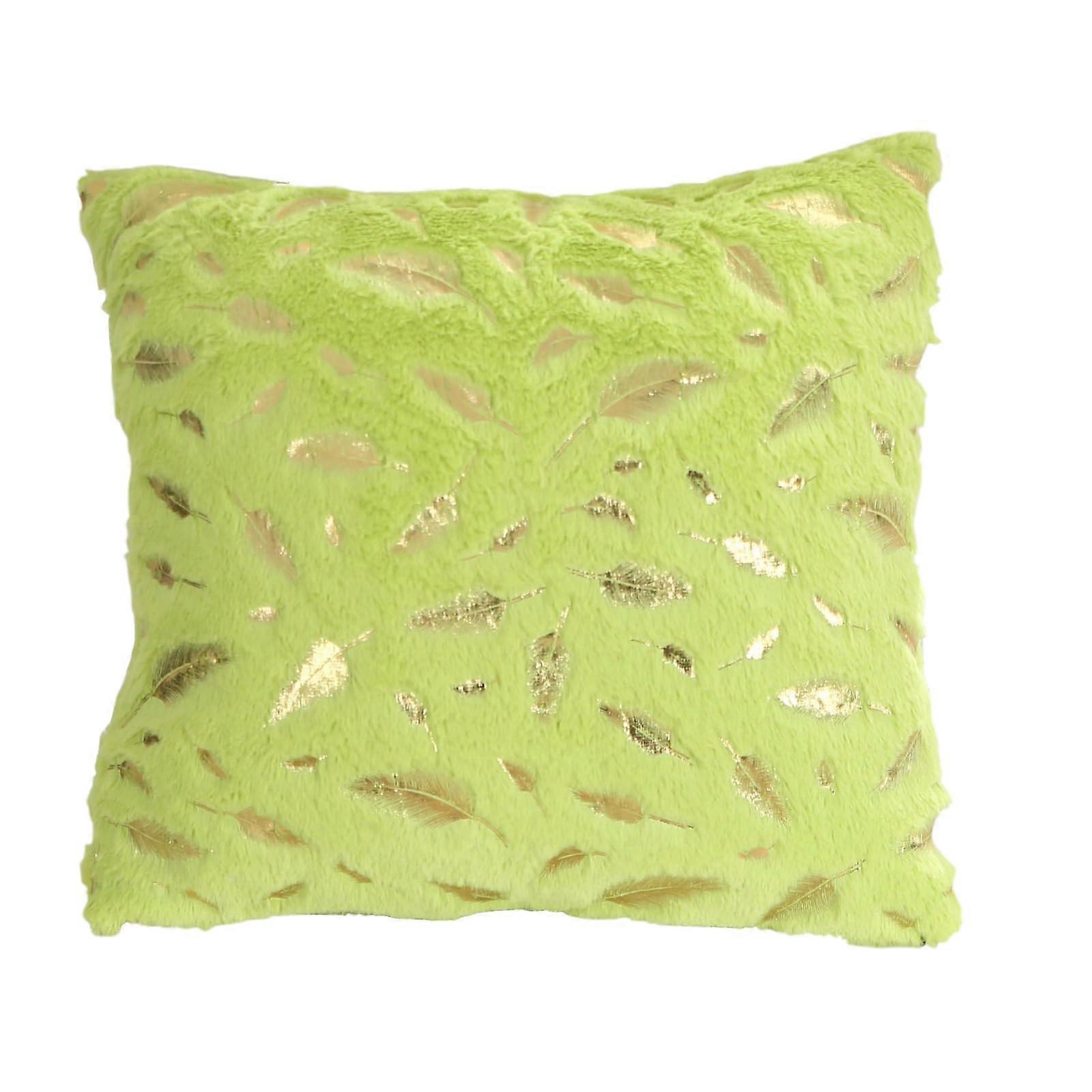 Plush Pillow Covers 2 Pack, Short Plush Cushion Covers for Sofa and Nightstand, Big Red with Fruit Green Accents