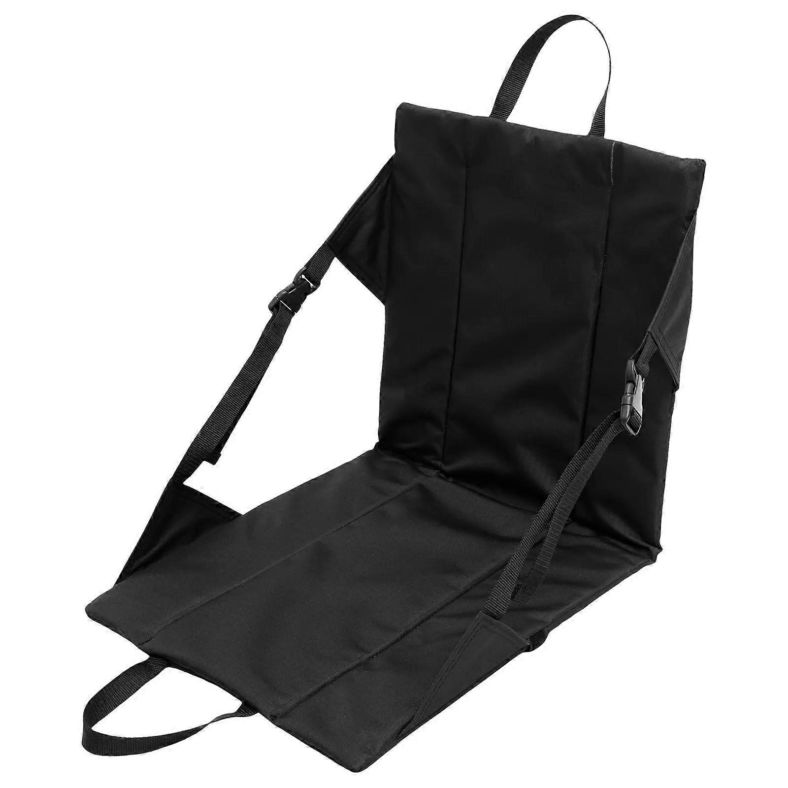 Foldable seat mat with backrest stadium seat cushion (Black)