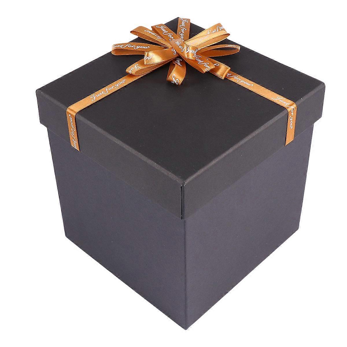 Decorative Boxes Square Storage Case With Lid For Party Favors Elegant Brown 14.5x14.5x15.5cm 1Pack
