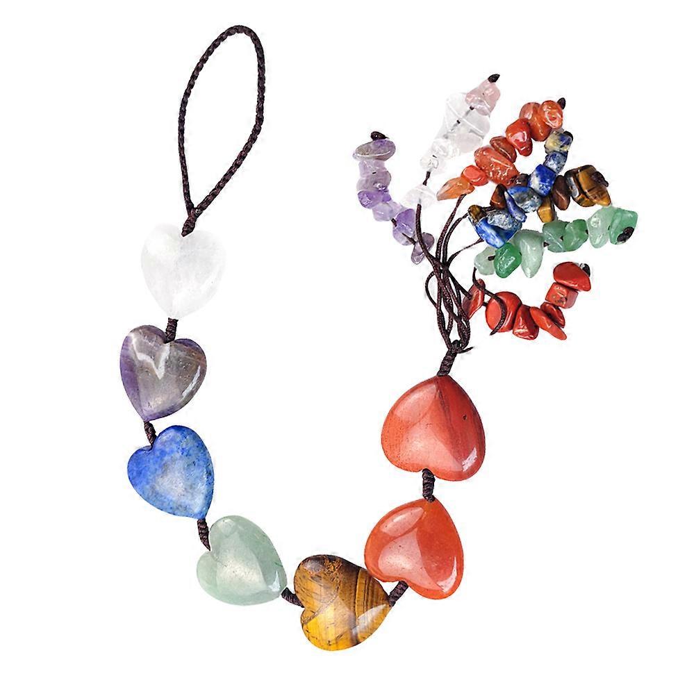Car Rearview Mirror Pendant Natural Stone Car Decor Heart Shape Colorful Handmade 1Pc