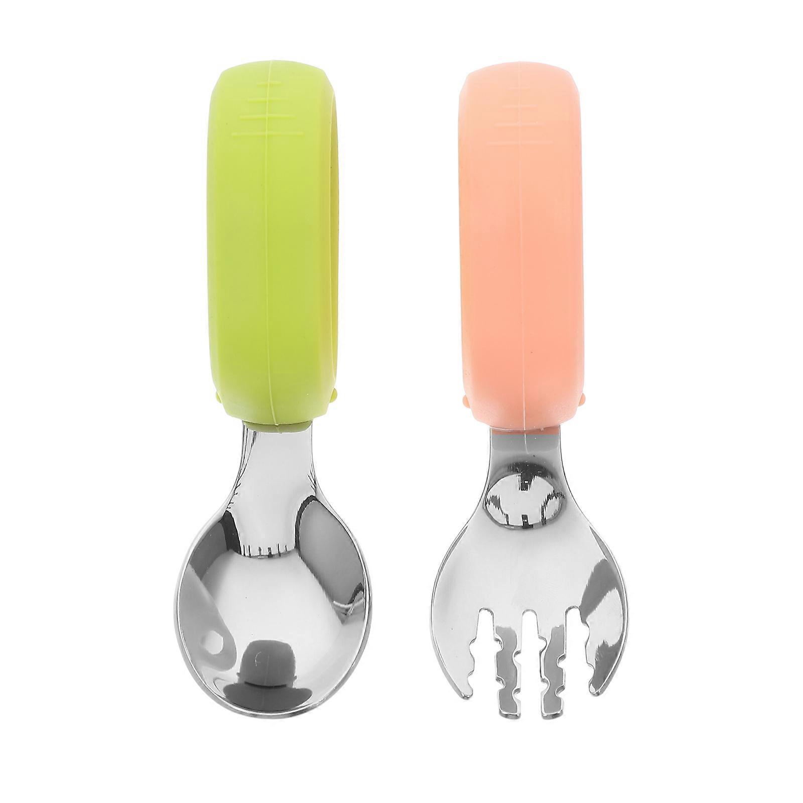 Stainless Steel Spoon and Fork Set – Lightweight, Short Handle Utensils for Weaning with Comfortable Grip and Elegant Design, Versatile Dining Tools