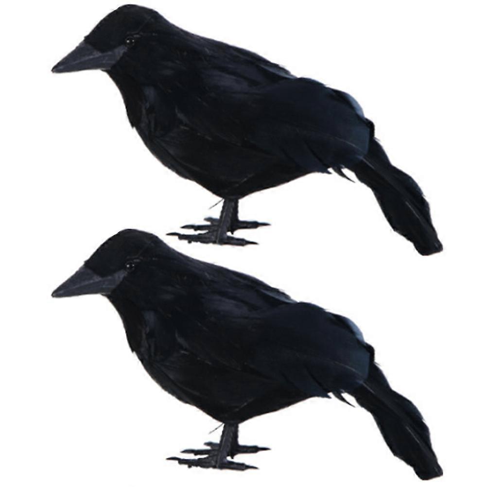 Creative Crow Decor DIY Gift Accessory Rustic Style Halloween Crow Model Black Iron Material 2Set