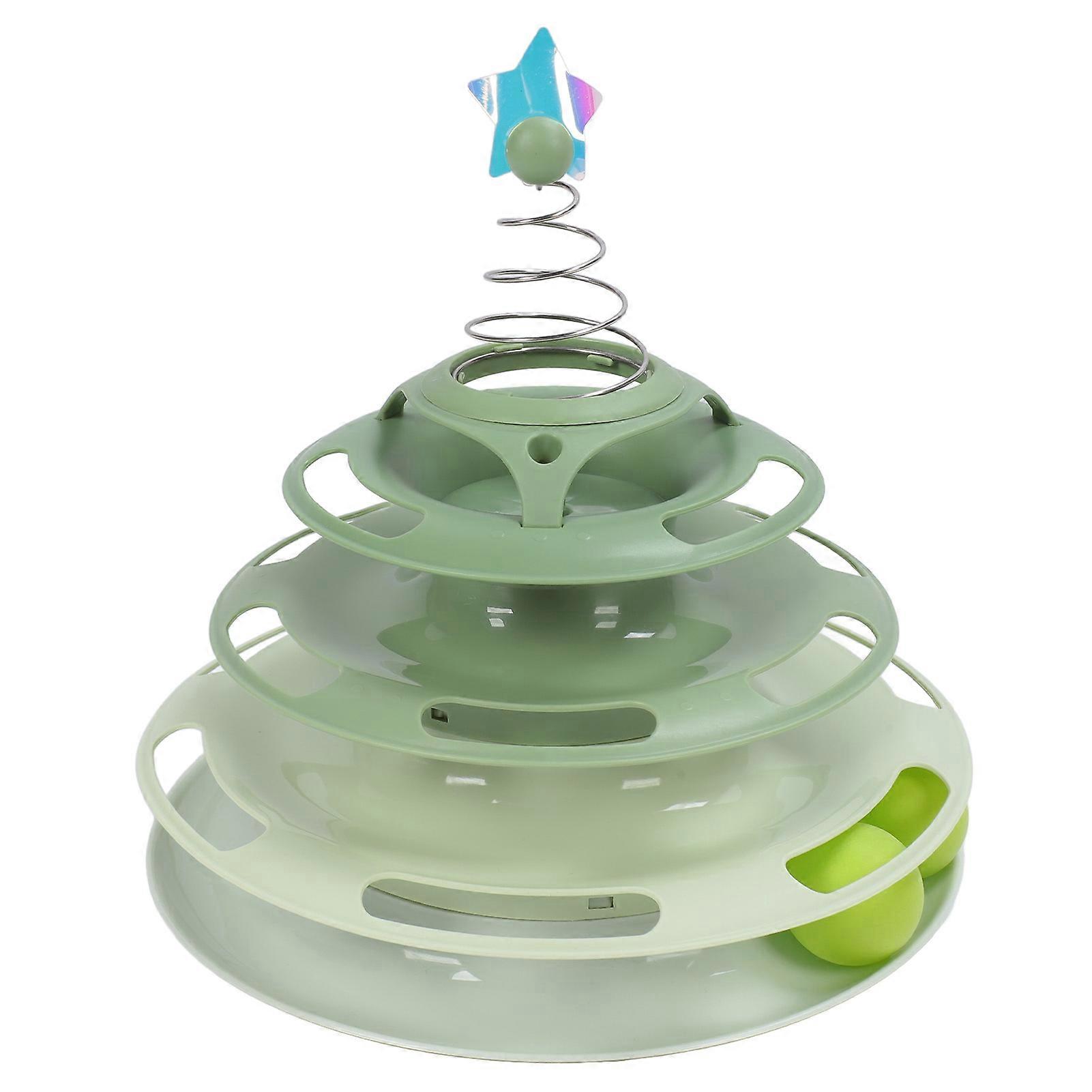 Cat Toy Interactive Turntable Cat Tower Toy Self Play Cat Circle Track Toy Kitten Roller Toy for Home Indoors Type 1 