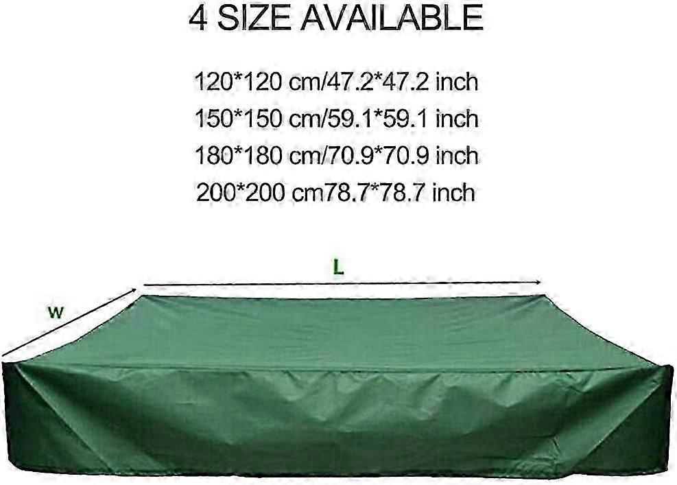 Green Waterproof Sandpit Cover - UV-Protected Square Pool Cover