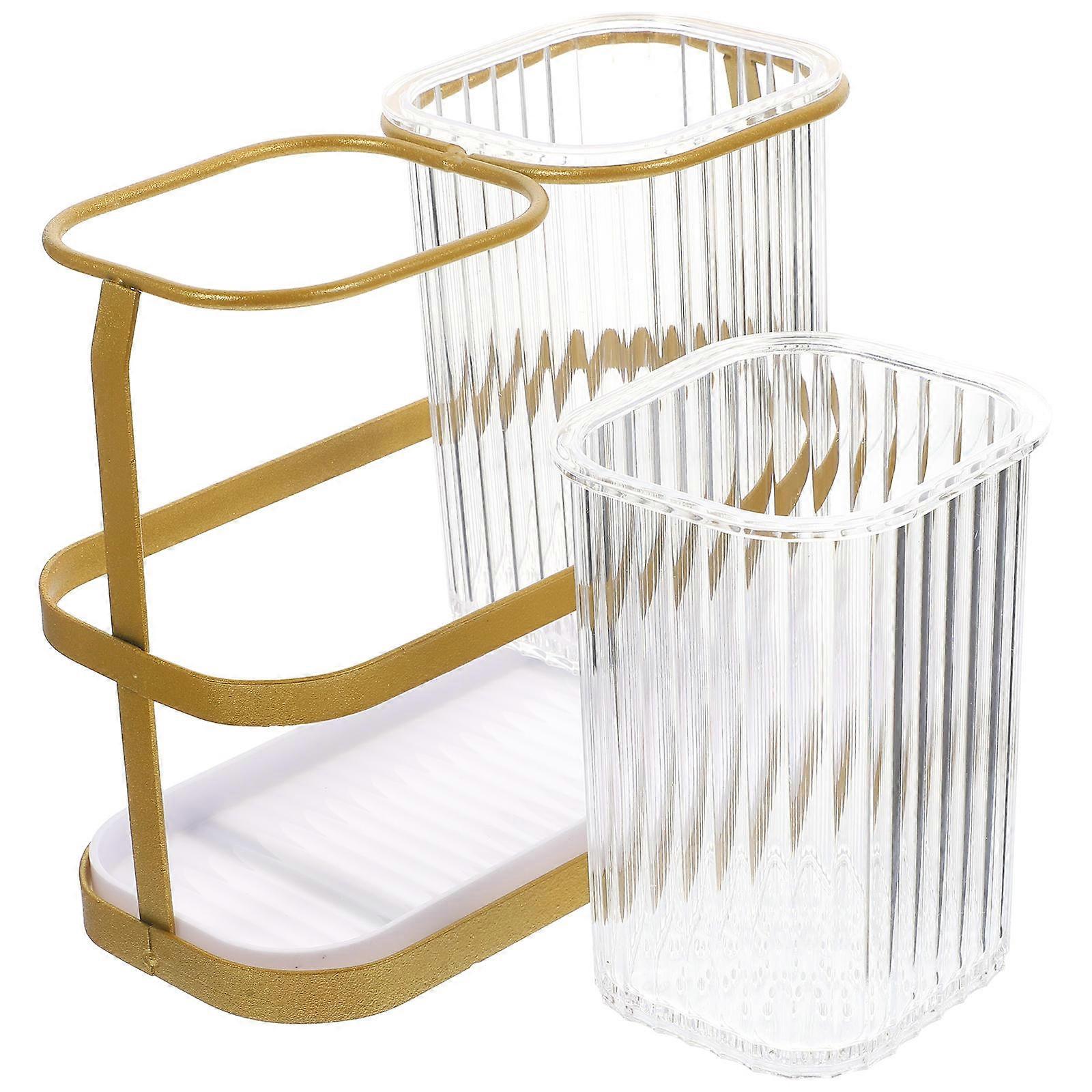 Sturdy Utensil Holder Multi-Function Cutlery Holder Countertop Style 19.7X15.5X8.9CM Drainage Removable Components 1Set