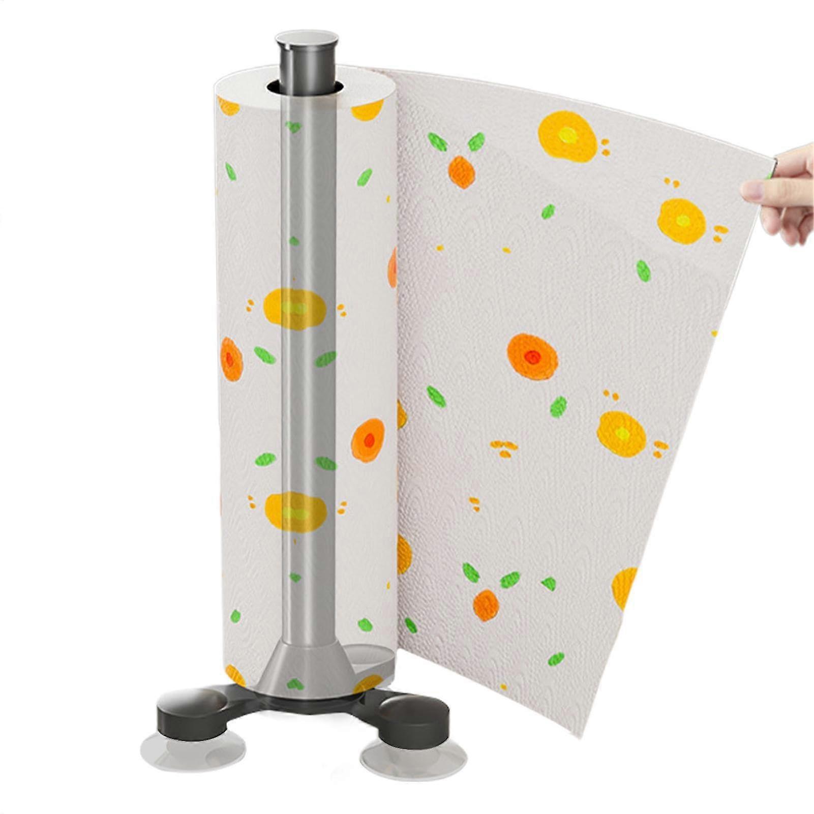 Kitchen Towel Holder with Suction Cup, Standing Paper Towel Holder for Kitchen and Bathroom, Durable Design, Easy Installation