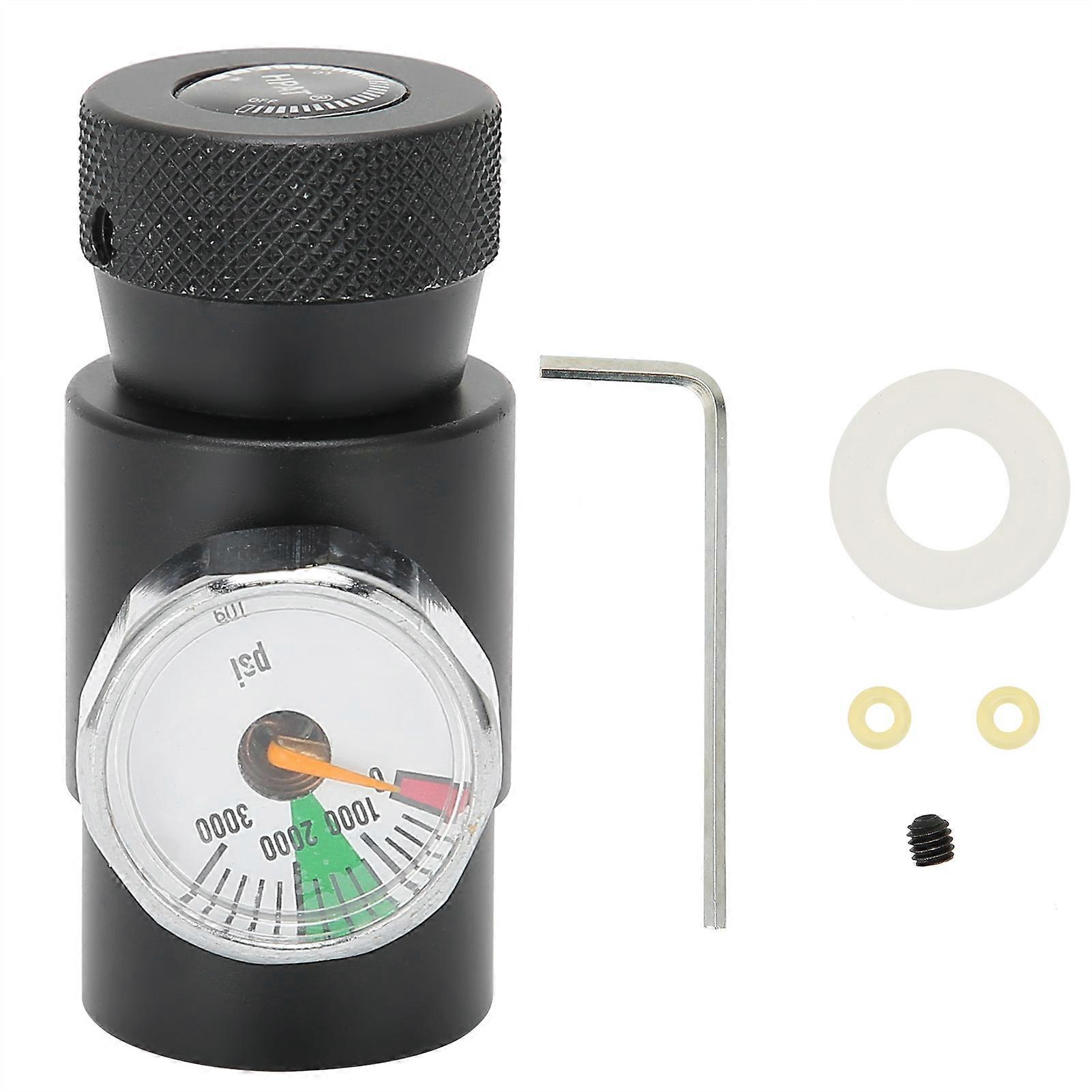 Adaptateur de remplissage de CO2 réglable avec tête mâle de 8 mm, manomètre ASA 3 000 psi, noir